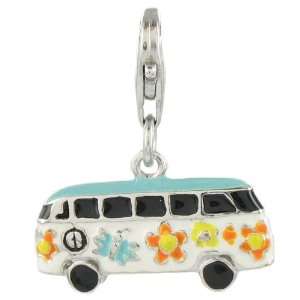 com Quiges Fashion Jewels Silver Plated Charms Bus for Clip on Charm 