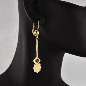 Classic Beauty 14 k Fine Gold Light Weight Lever Back Dangle Earrings 