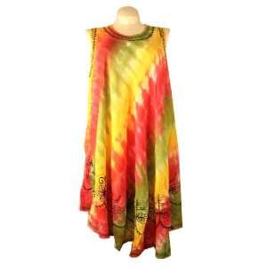   Dye Multi Colors Sun Dress / Swimsuit Cover Up India One Size R37B1
