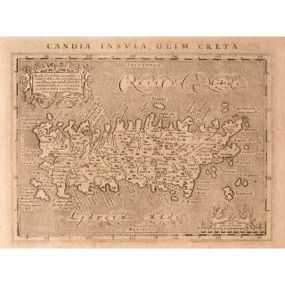 CANDIA INSULA OLIM CRETA antique map Maginus/Ptolemaeus 1621  