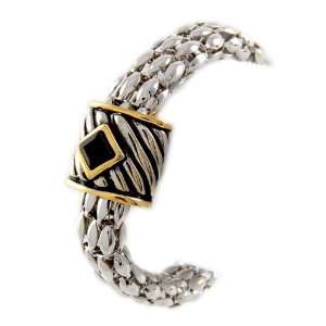  Silvertone Mesh Magnetic Closure Bangle Bracelet Jewelry
