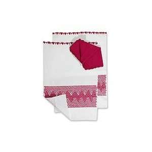  NOVICA Placemats and napkins, Strawberry (set for 2 