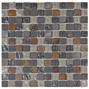Sierra Square Wisp 11 3/4 x 11 3/4 Inch Glass and Stone Mosaic Wall 