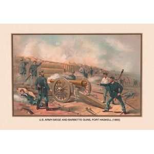  Siege and Barbette Guns, Fort Haskell, 1865   12x18 Framed 