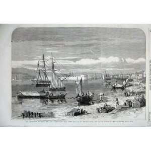  1860 Sicily People Relanding Chattels Messina Ships War 