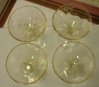   5298 CRYSTAL & TOPAZ YELLOW 6 TALL CHAMPAGNE SHERBETS 1929 36  