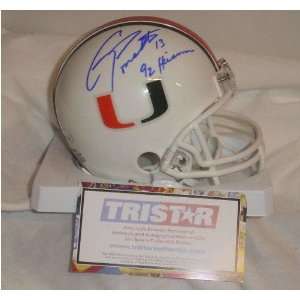  Gino Toretta Miami Hurricanes Autographed Mini Helmet with 
