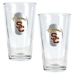 USC Trojans 2pc Pint Ale Glass Set 