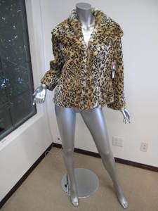 NWT Alice & Olivia Leopard Faux Fur Shawl Collar Jacket L $385  
