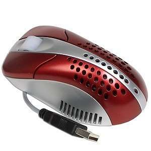  3 Button USB Optical Scroll Mouse w/Fan (Red) Electronics
