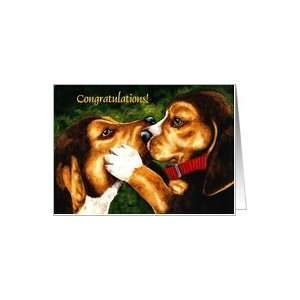 Congratulations   Engagement Beagle Dogs Card
