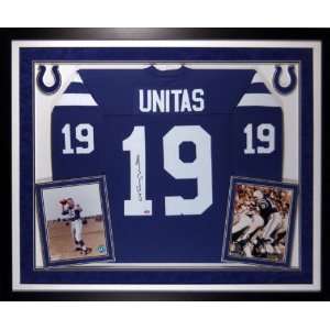  Johnny Unitas Framed Autographed Deluxe Throwback Jersey 