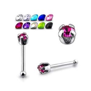  Jeweled Top Claw Set Ball End Nose Pin Jewelry