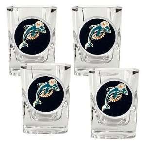  Miami Dolphins NFL 4pc Square Shot Glass Set Kitchen 