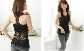 Womens Sexy Shirt Top Hollow out Vest Camisole Pierced Lace  