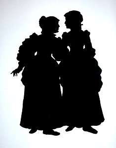 Two Victorian Woman Companions Paper Cut Wall Hanging Decoration 