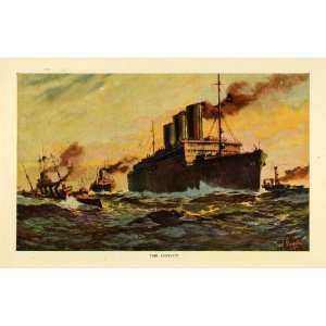  1918 Print World War I Wartime Military Naval Convoys 