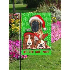  Christmas Better Not Pout Dogs Mini Flag Patio, Lawn 