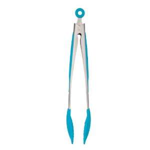  Blue Silicone Topped Food Tongs   Heat Resistant   12 