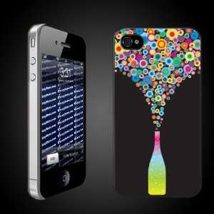 Fun Wine Themed (multi colored wine bottle) CLEAR Protective iPhone 4 