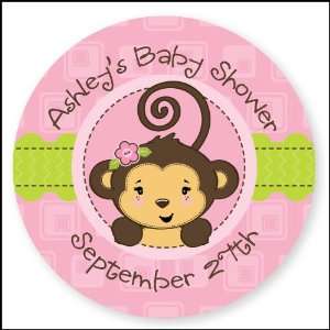   Girl   24 Round Personalized Baby Shower Sticker Labels Toys & Games