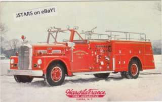 1957 GREAT NECK, NY, WARD LAFRANCE FIRE TRUCK POSTCARD  
