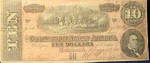 1864 Ten Dollars Confederate States of America  