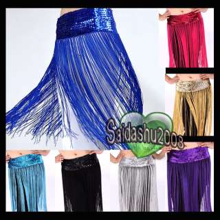 NEW】 belly dance hip scarf sequin belt tassels 8clrs  
