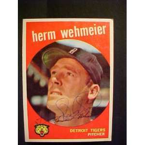 Herm Wehmeier Detroit Tigers #421 1959 Topps Signed Autographed 