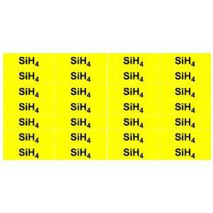  SiH4 Gas Labels 3/8 Height, 1 1/2 Width, Black Print on 