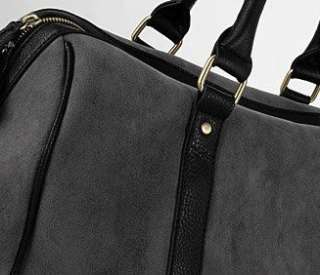 New Celebrity Style Suede Boston Travel Messenger Bag 2 sizes Black 