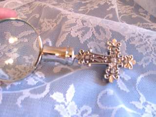   silver CROSS Shabby and chic GIFT IDEA decor magnifying reading  