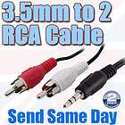 5MM Male Jack to Dual RCA Two Phono Plug Audio Cable For  DVD 