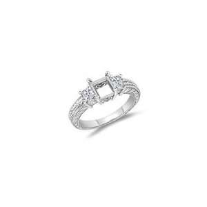  0.49 Cts Diamond Ring Setting in 14K White Gold 7.5 