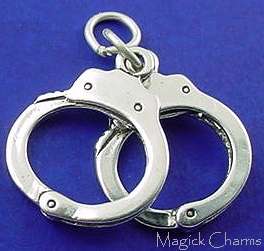 Sterling Silver .925 HANDCUFFS Police COP Movable 3D Charm  