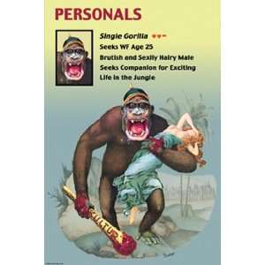 Personals Single Gorilla by Wilbur Pierce 12x18  Kitchen 