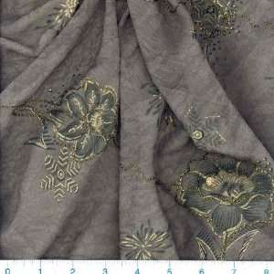  45 Wide Embroidered Crinkle Sheer Bethany Slate Fabric 