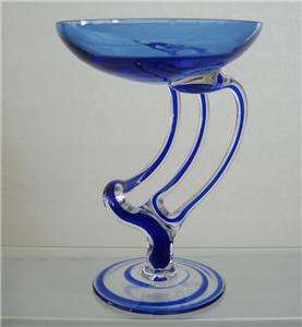 Macocha Glassware Candle Holder Blue Glass Poland  