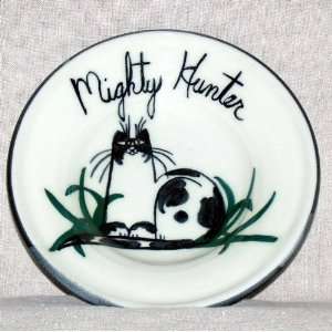   Mighty Hunter Cat Bowl or Plate by Moonfire Pottery