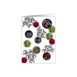  Colorful buttons of flowers and leaves, Blank Card Health 