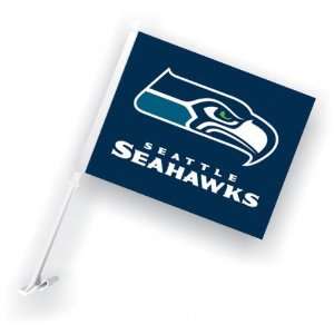  Seattle Seahawks Double Sided Car Flag with Brackett   Set 