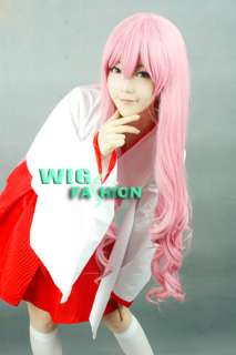 Crimp Hatsune Louise Long Wavy Pink Anime Cosplay Hair Wig  