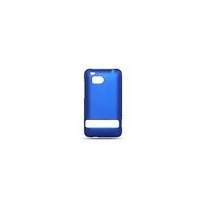  Rubberized phone case that has a solid blue coloring that 