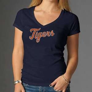  Detroit Tigers Womens Scrum V Neck Team Logo T Shirt by 