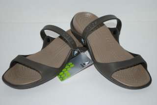 NEW NWT CROCS CLEO CHOCOLATE brown / KHAKI slides shoes sandals 7 8 9 