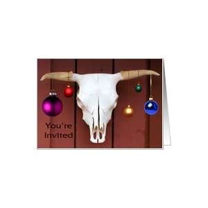 Cow Skull with Christmas Balls Decoration Invitation Card