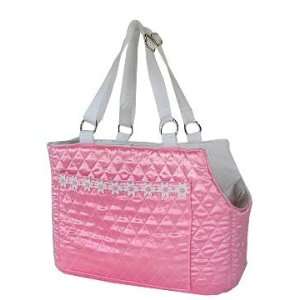    Quilted Satin Pink Daisy Pet Tote  Size STANDARD