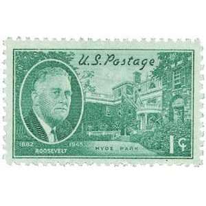     1945 1c F.D.R. and Hyde Park U. S. Postage Stamps Plate Block (4