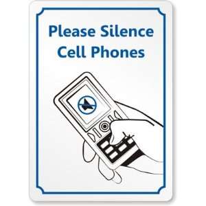  Please Silence Cell Phones Laminated Vinyl Sign, 14 x 10 