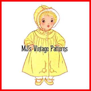 Cuddly Stuffed Baby Doll + Clothing Vintage Pattern  
